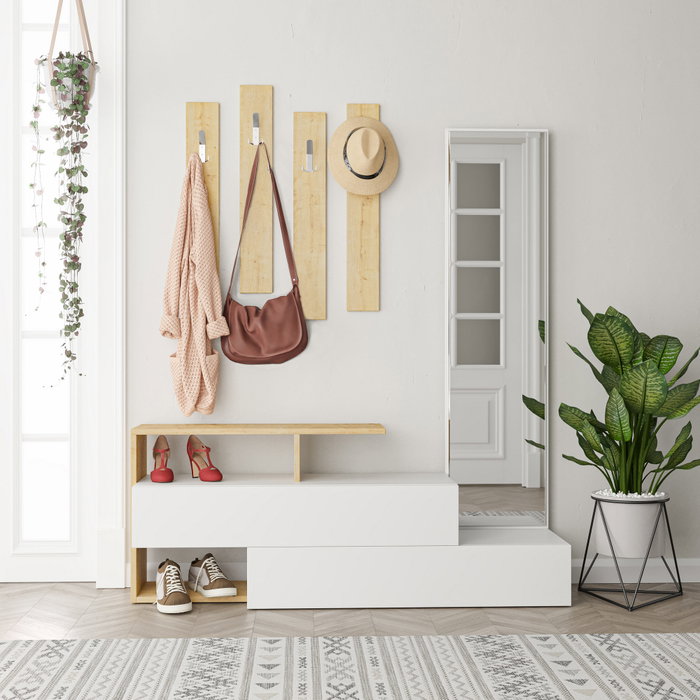 Hanah Home Ramda - Oak Hall Stand Blanco y Roble
